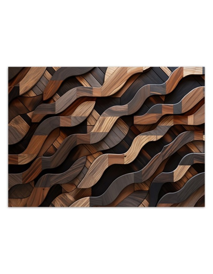 Photo wallpaper with textures - Brown wood waves abstract 3D | FEEBY