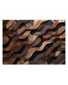 Photo wallpaper with textures - Brown wood waves abstract 3D | FEEBY