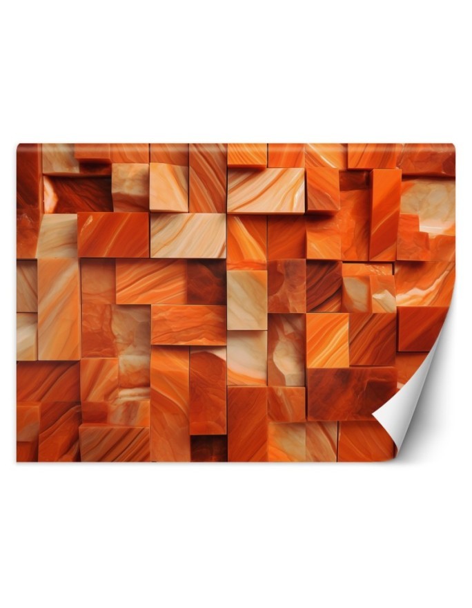 3D photo wallpaper - Orange shapes AI 3D | FEEBY