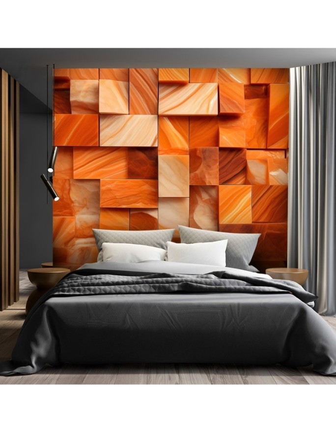 3D photo wallpaper - Orange shapes AI 3D | FEEBY