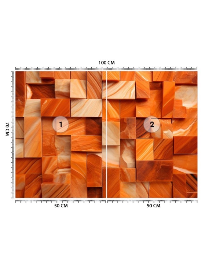 3D photo wallpaper - Orange shapes AI 3D | FEEBY