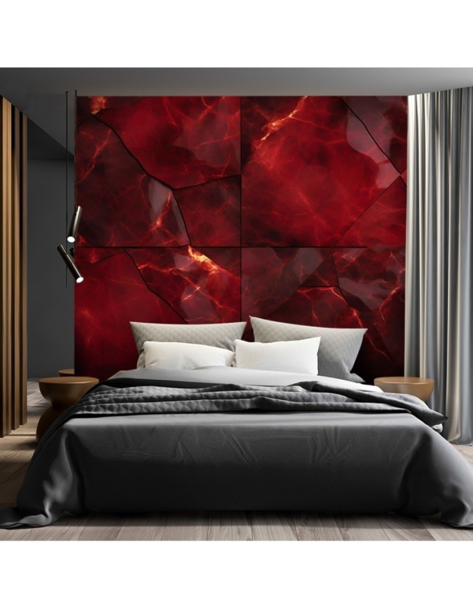 Photo wallpaper for living room - Red marble 3D | FEEBY