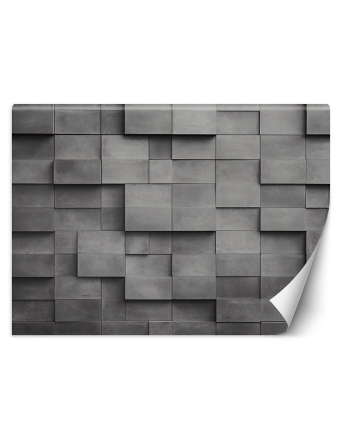 Wall mural with depth effect - Concrete wall cubes 3D | FEEBY