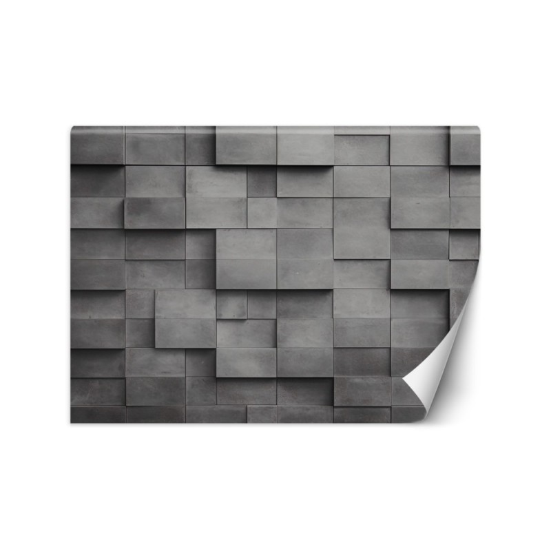 Wall mural with depth effect - Concrete wall cubes 3D | FEEBY