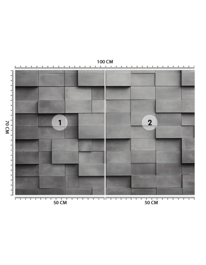 Wall mural with depth effect - Concrete wall cubes 3D | FEEBY