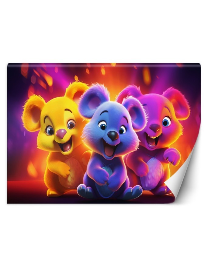 Children's room wallpaper - Neon bears abstract | FEEBY