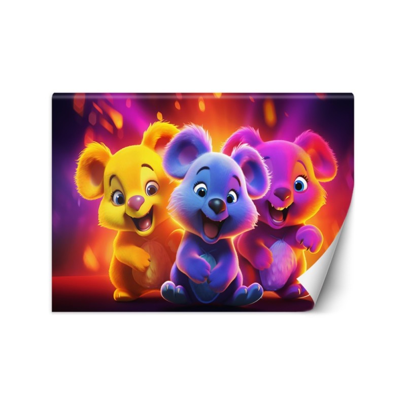 Children's room wallpaper - Neon bears abstract | FEEBY