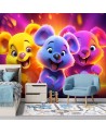 Children's room wallpaper - Neon bears abstract | FEEBY
