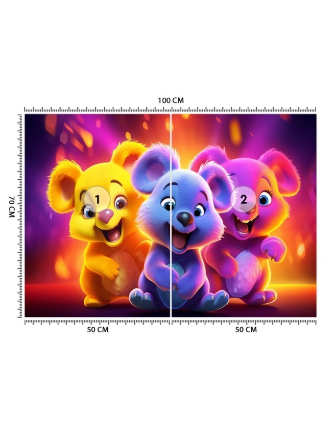 Children's room wallpaper - Neon bears abstract | FEEBY
