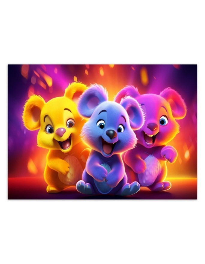 Children's room wallpaper - Neon bears abstract | FEEBY