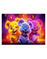 Children's room wallpaper - Neon bears abstract | FEEBY