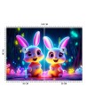 Children's room wall mural - Bunnies neon | FEEBY