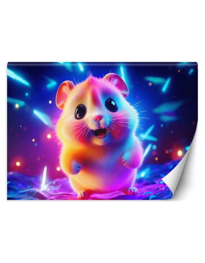Children's room wallpaper - Adorable hamster neon | FEEBY