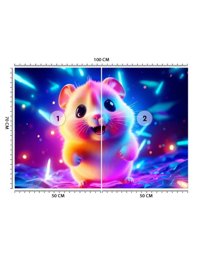 Children's room wallpaper - Adorable hamster neon | FEEBY