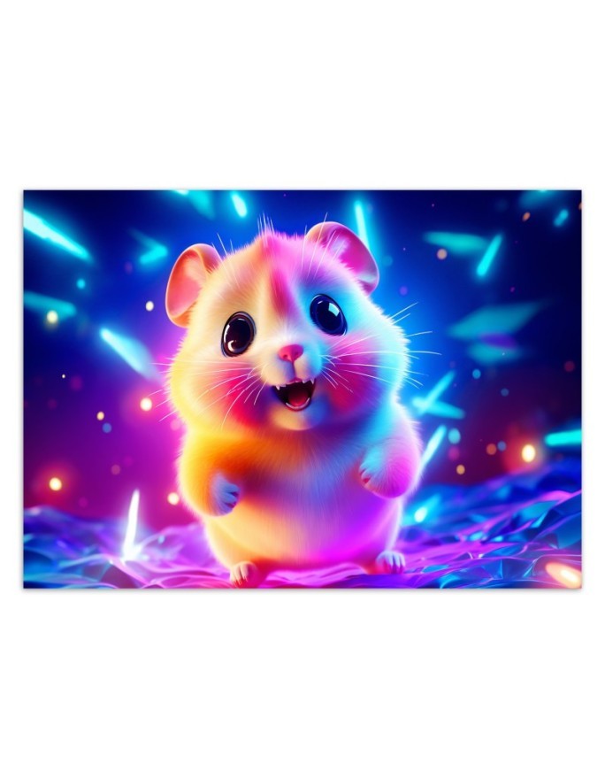 Children's room wallpaper - Adorable hamster neon | FEEBY