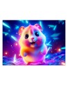 Children's room wallpaper - Adorable hamster neon | FEEBY