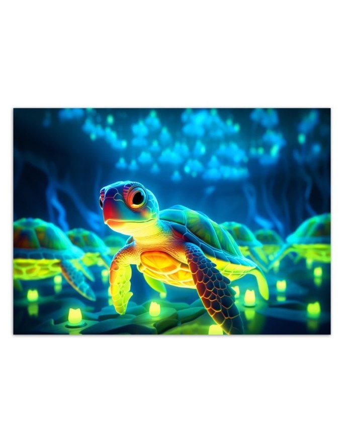 Cosmic neon turtle - Children's room wallpaper | FEEBY