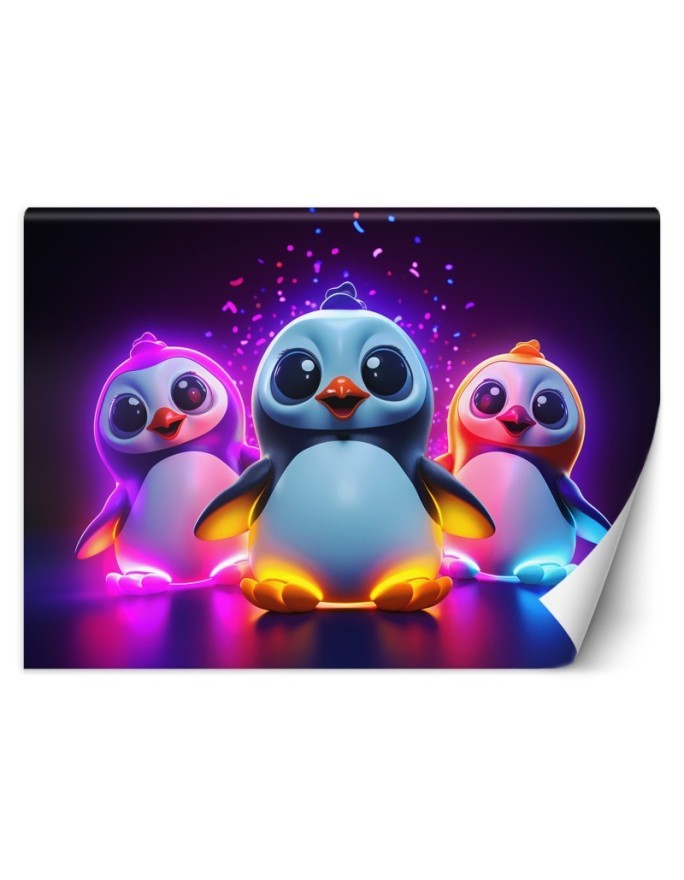 Children's wall mural - Neon penguins | FEEBY