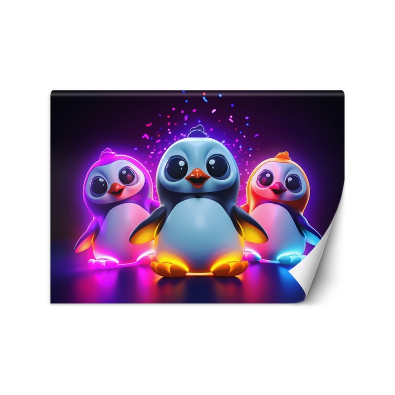 Children's wall mural - Neon penguins | FEEBY