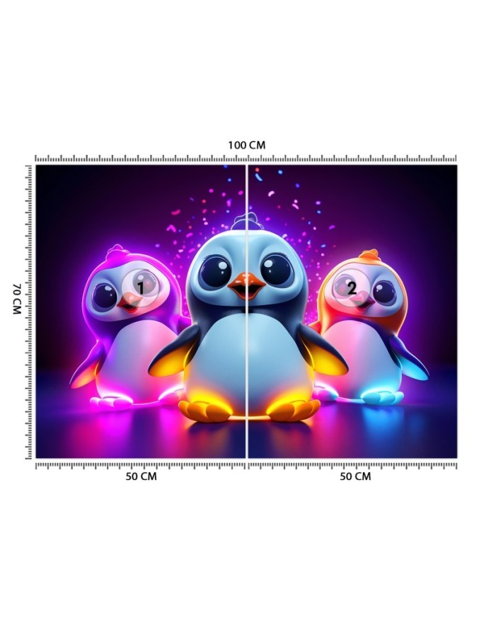 Children's wall mural - Neon penguins | FEEBY
