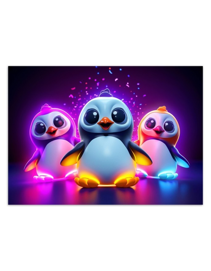 Children's wall mural - Neon penguins | FEEBY