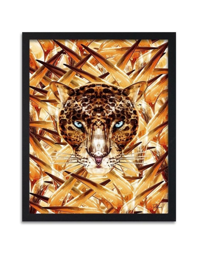 Poster Tiger in yellow leaves