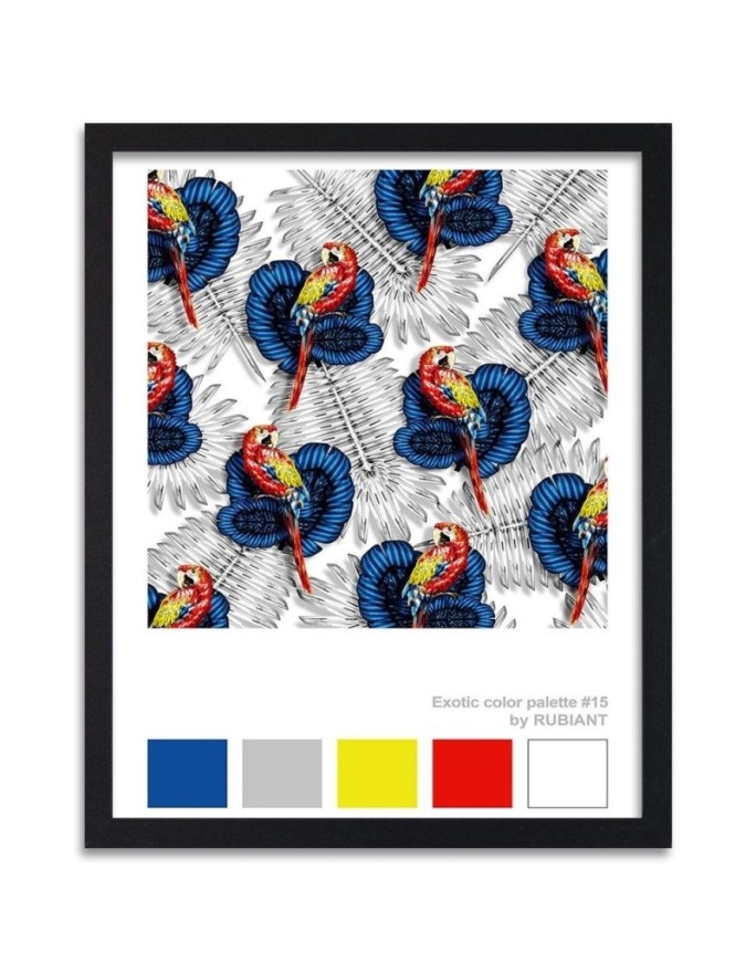 Poster Parrots on leaves