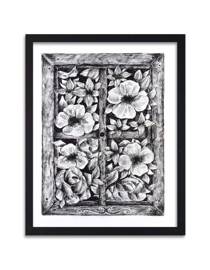Poster Flowers black and white