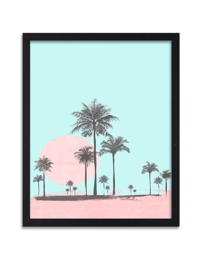 Poster Pink desert and palm...