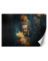 Living room wall mural - Feng Shui Buddha and golden flowers | FEEBY