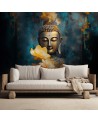 Living room wall mural - Feng Shui Buddha and golden flowers | FEEBY