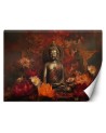 Modern wall mural - Meditating Buddha and colourful flowers | FEEBY