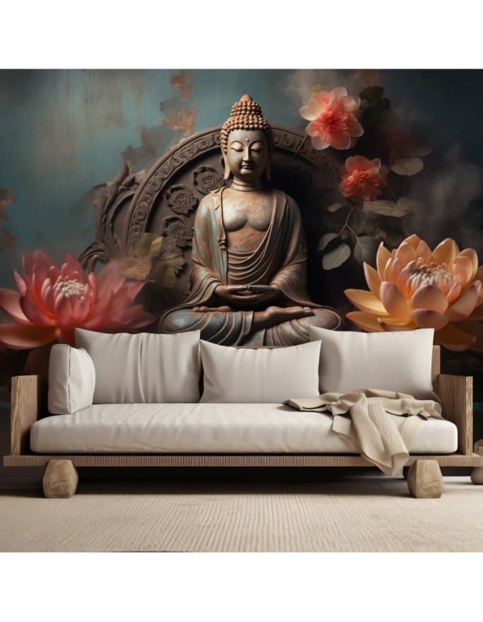 Modern wall mural - Buddha Zen flowers AI | FEEBY
