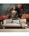 Modern wall mural - Buddha Zen flowers AI | FEEBY