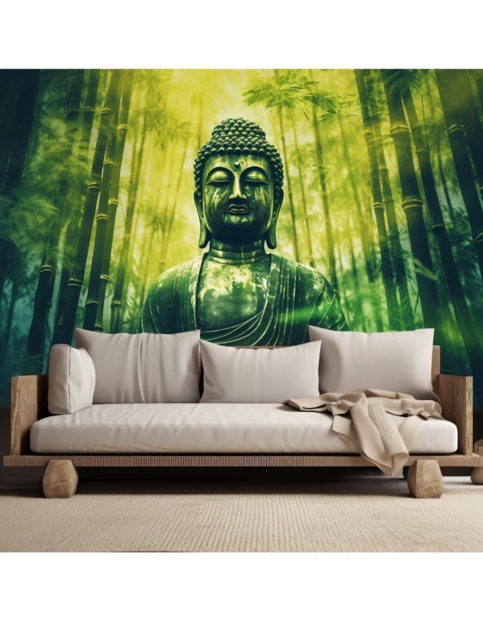 Modern living room wall mural - Buddha and bamboos zen AI | FEEBY