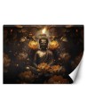Living room wall mural - Golden Buddha and lotus flowers | FEEBY
