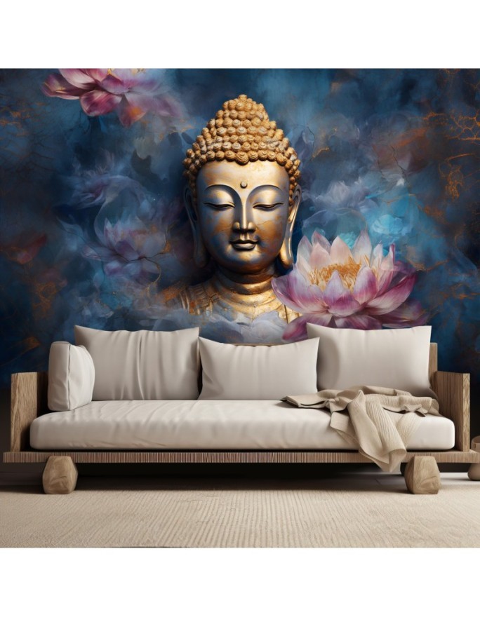 Wall mural - AI Buddha and zen flowers | FEEBY