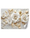 Modern wall mural - Golden rose flowers 3D | FEEBY