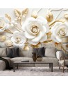 Modern wall mural - Golden rose flowers 3D | FEEBY