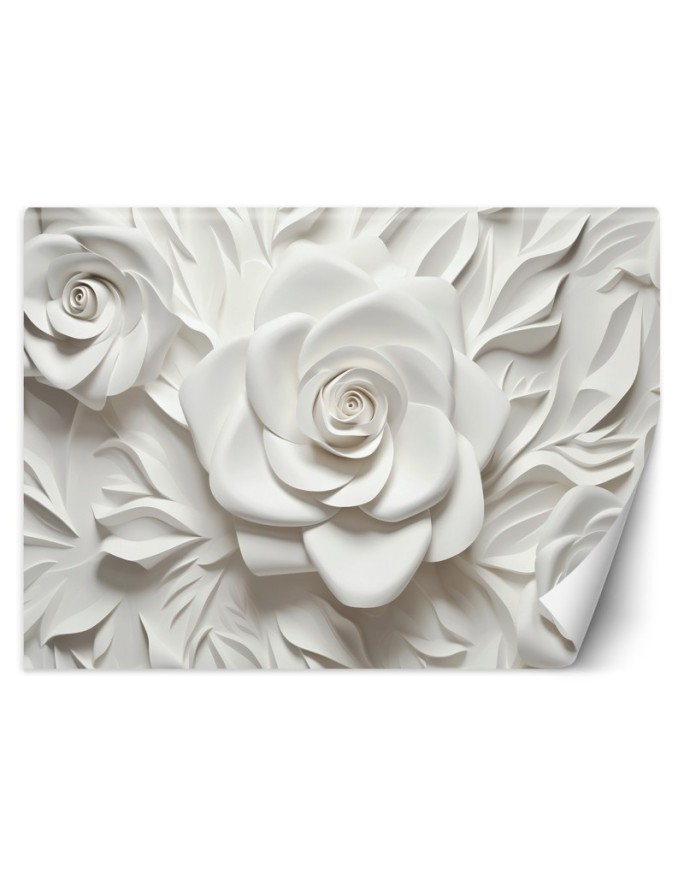 Wall mural White flowers 3D