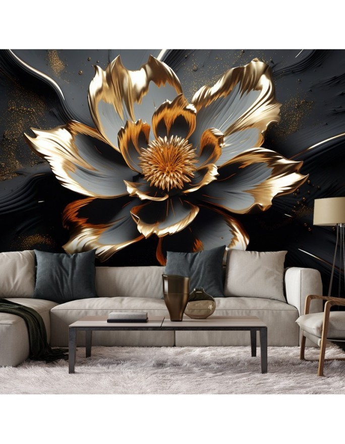 3D wall mural - Golden flower abstract | FEEBY