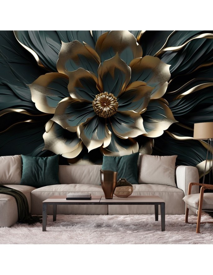 3D wall mural - Golden glamour flower | FEEBY