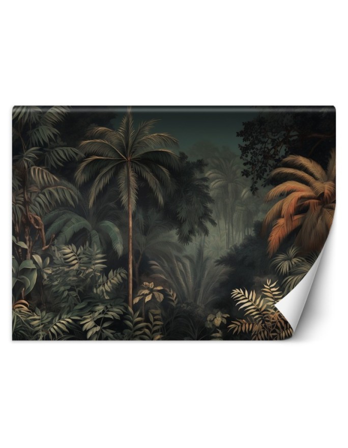 Modern wall mural - Tropical jungle at night | FEEBY