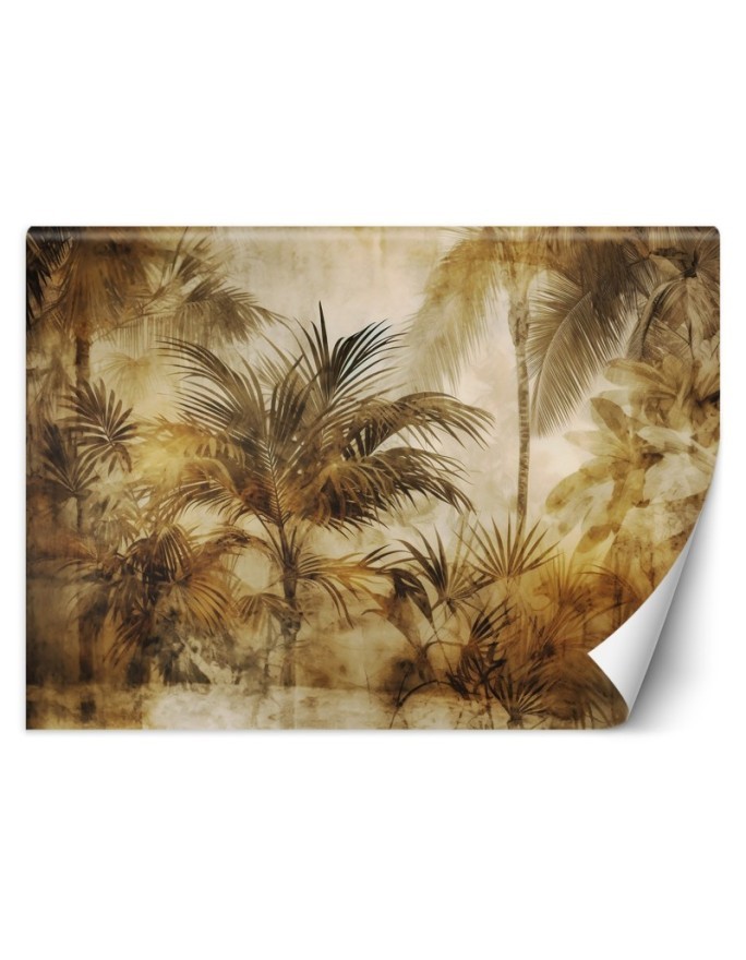 Modern living room wall mural - Tropical retro plants | FEEBY