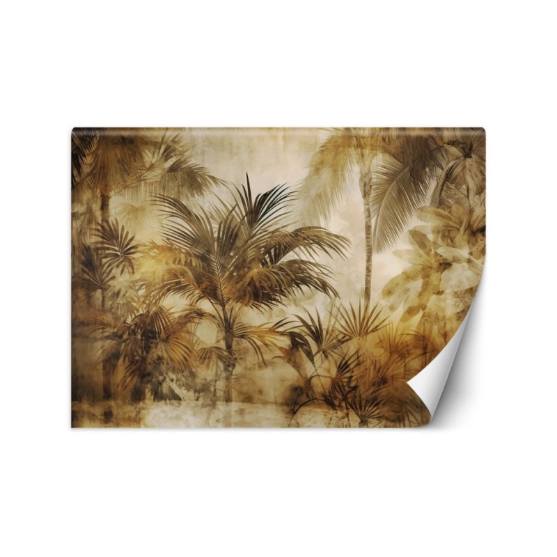 Modern living room wall mural - Tropical retro plants | FEEBY