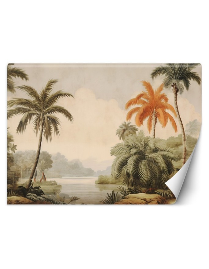 Wall mural - Tropical palm trees by the river | FEEBY