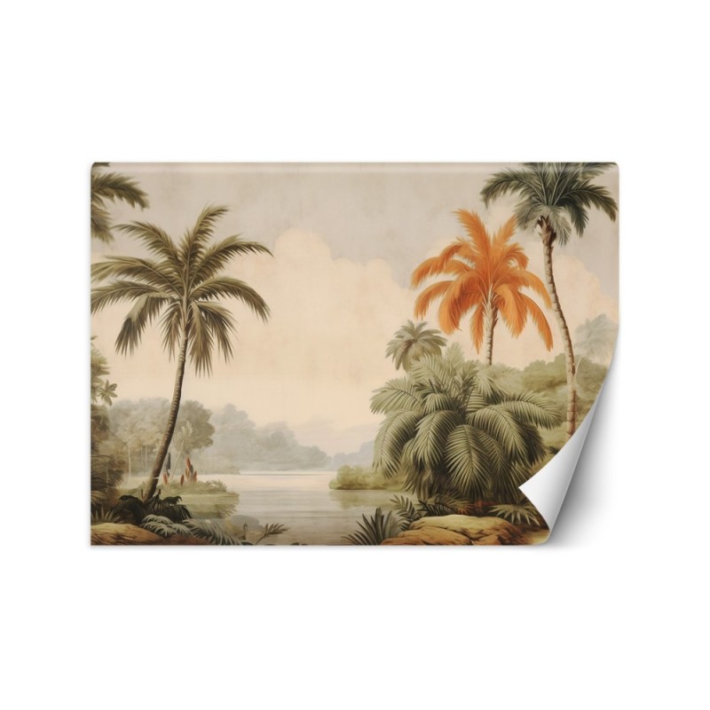 Wall mural - Tropical palm trees by the river | FEEBY