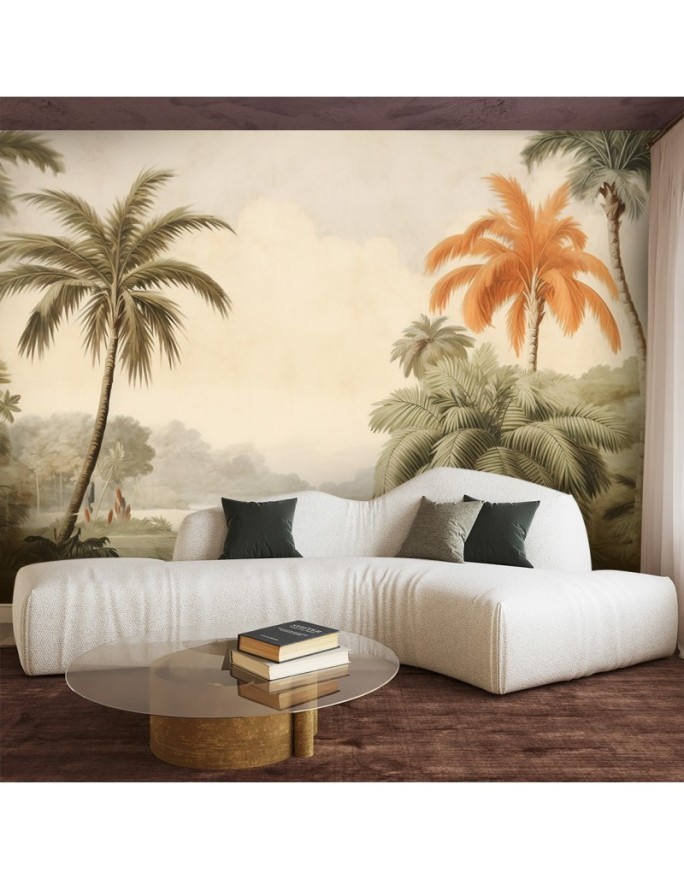 Wall mural - Tropical palm trees by the river | FEEBY