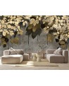 Living room wall mural - Golden leaves | FEEBY