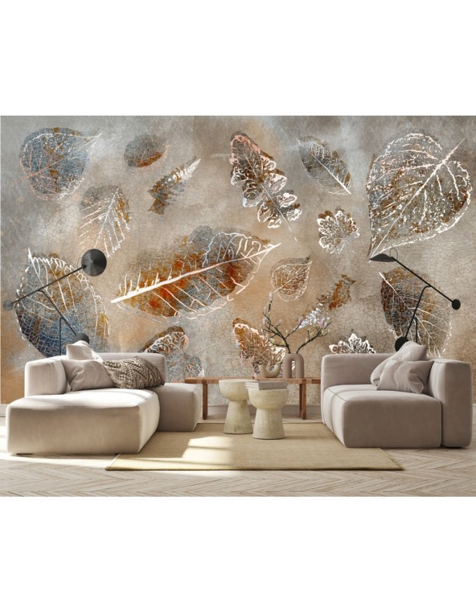 Modern wall mural - Autumn gold leaves vintage | FEEBY